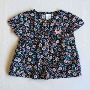 carter's spring floral cotton button down blouse with pockets 9 months baby girl